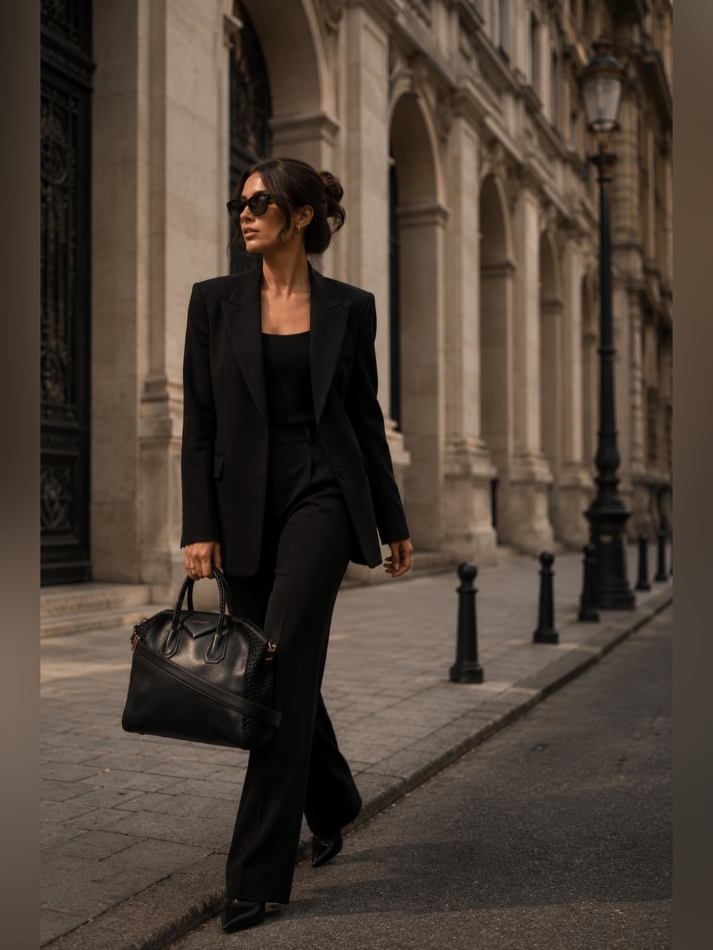 Givenchy Antigona Medium Black Leather Satchel Woven Panel